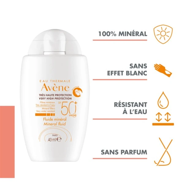 Avène Fluide Solaire Minéral SPF 50+ - Contenance : 40 Ml 3 Avène Fluide Solaire Minéral SPF 50+ - Contenance : 40 Ml – Image 3