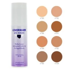Covermark Leg Magic Fluid SPF 40 75 Ml - Teintes : Fluid 50 -Jequiti Shop moulins cosmetics covermarck maquillage camouflage impermeable pour les jambes et corps spf40 option